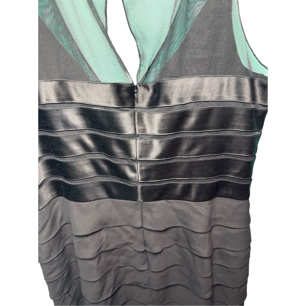 Chetta B Sherrie Bloom 100% Silk Tiered Cocktail Dress 16 β Black Formal - Picture 6 of 8